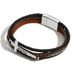Brown Leather Faith Bracelet