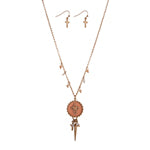 Gold tone Peach Cross Necklace Set