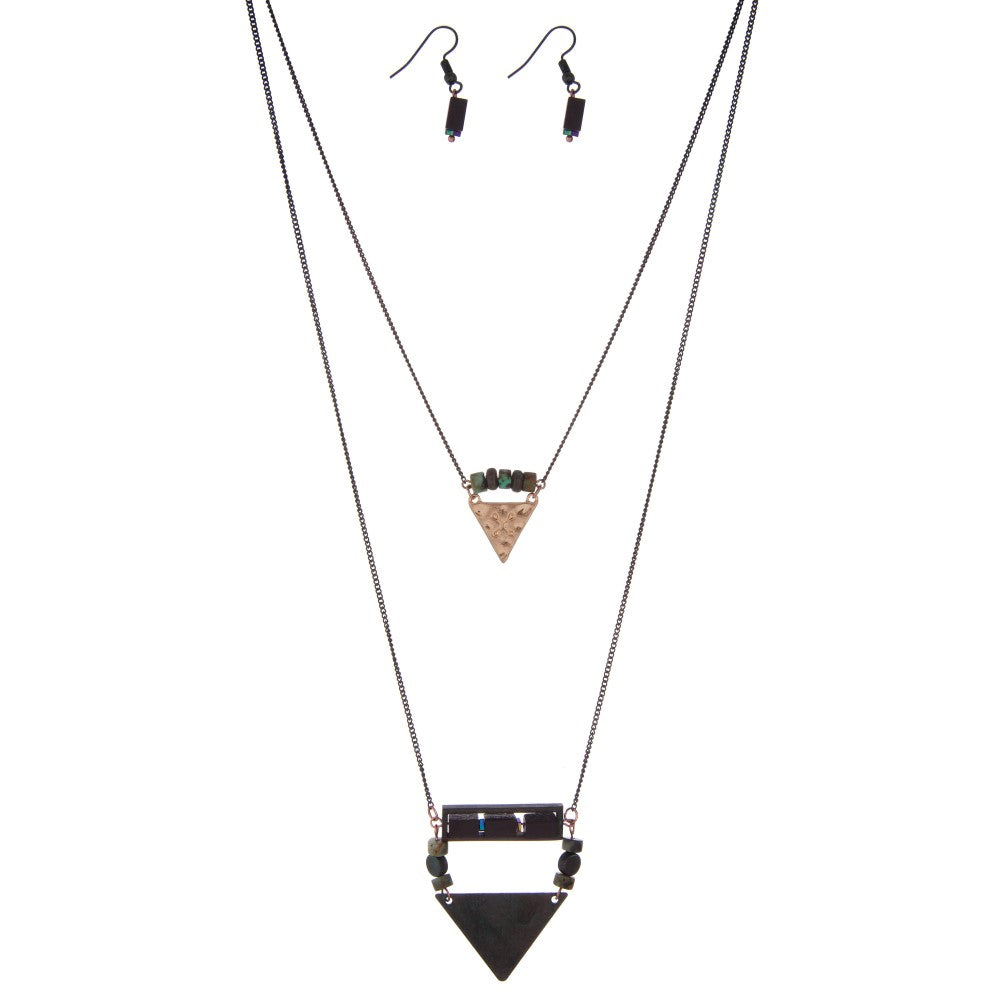 Patina Double Layer Necklace Set