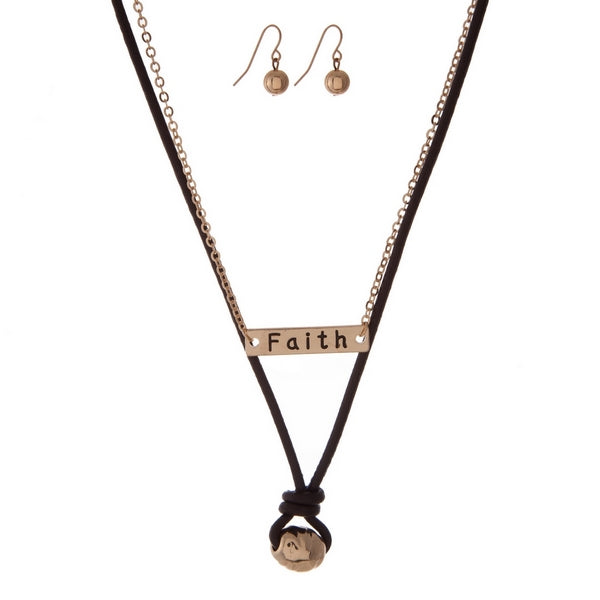 Double Layer Faith Necklace Set