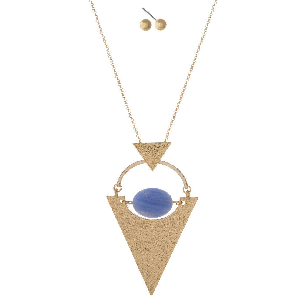 Hammered Triangle Necklace Set