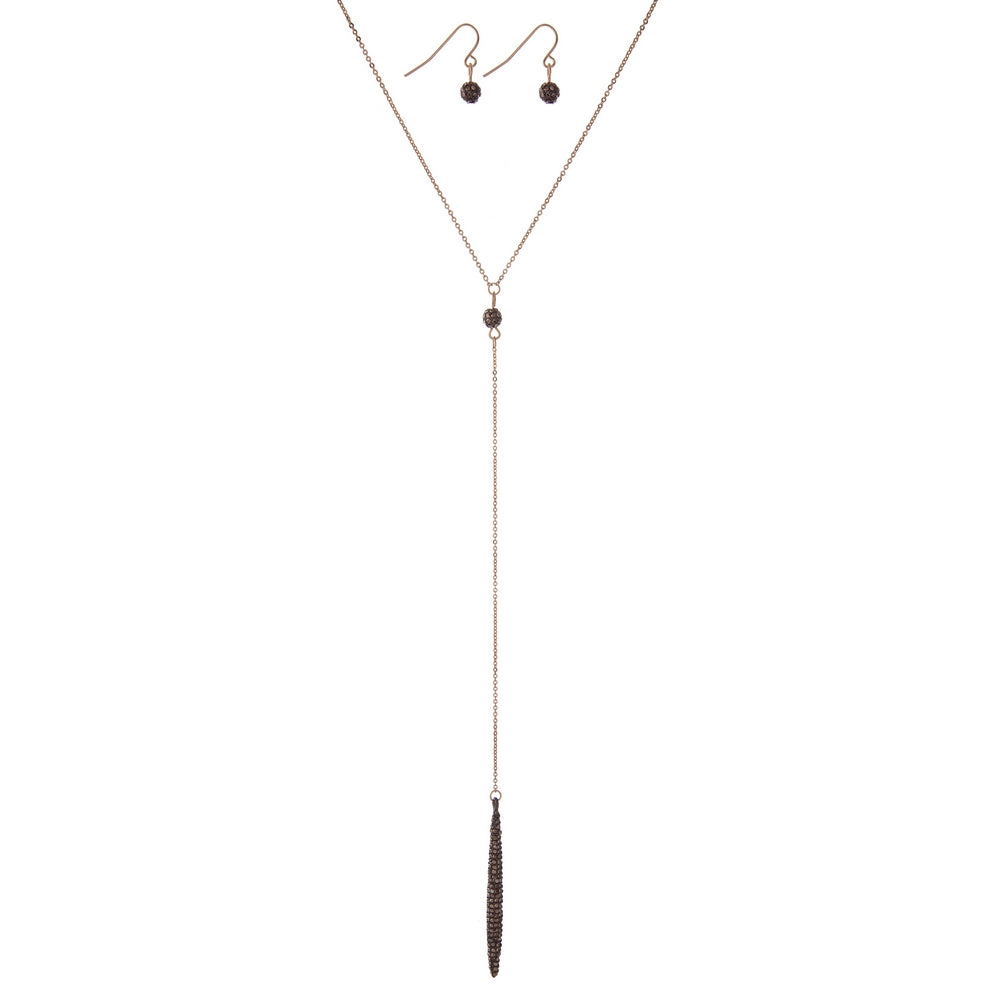 Y Necklace with Hematite Pendant Set