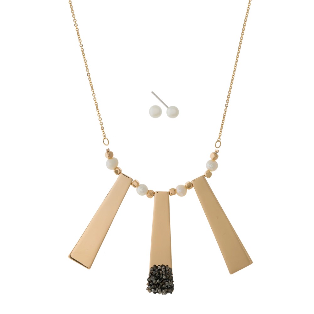 Dainty Necklace Set with Three Metal Pendants