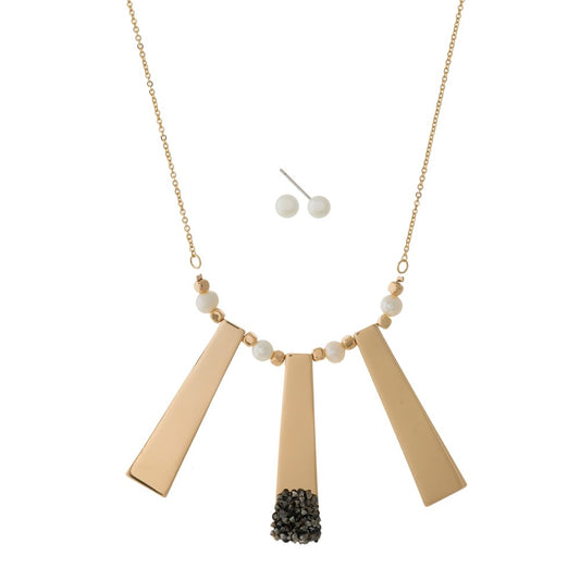 Dainty Necklace Set with Three Metal Pendants