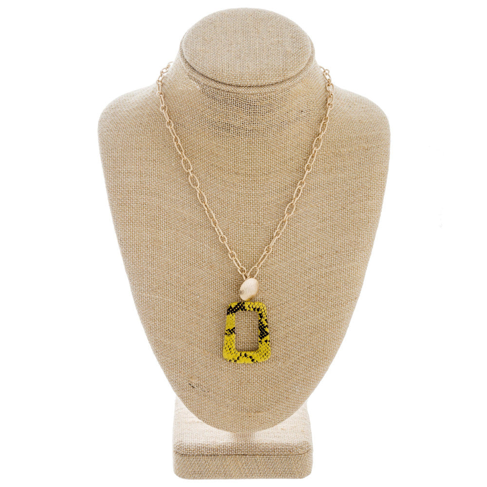 Faux Leather Snakeskin Pendant Necklace
