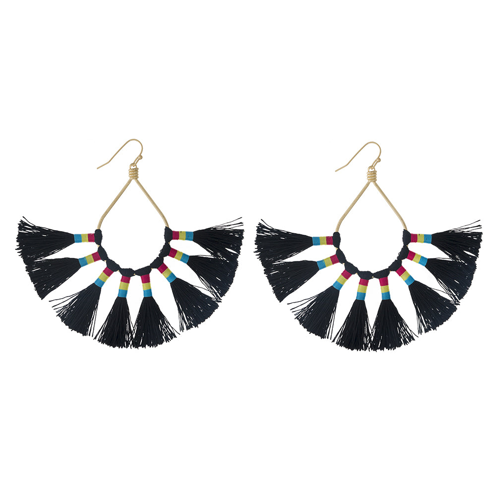 Open Oval Tassel Earrings