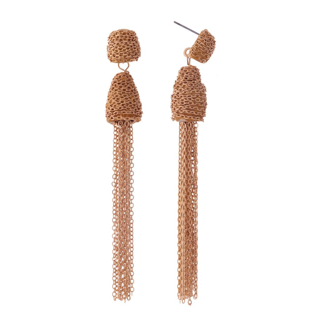 Rose Gold Tassel Earrings