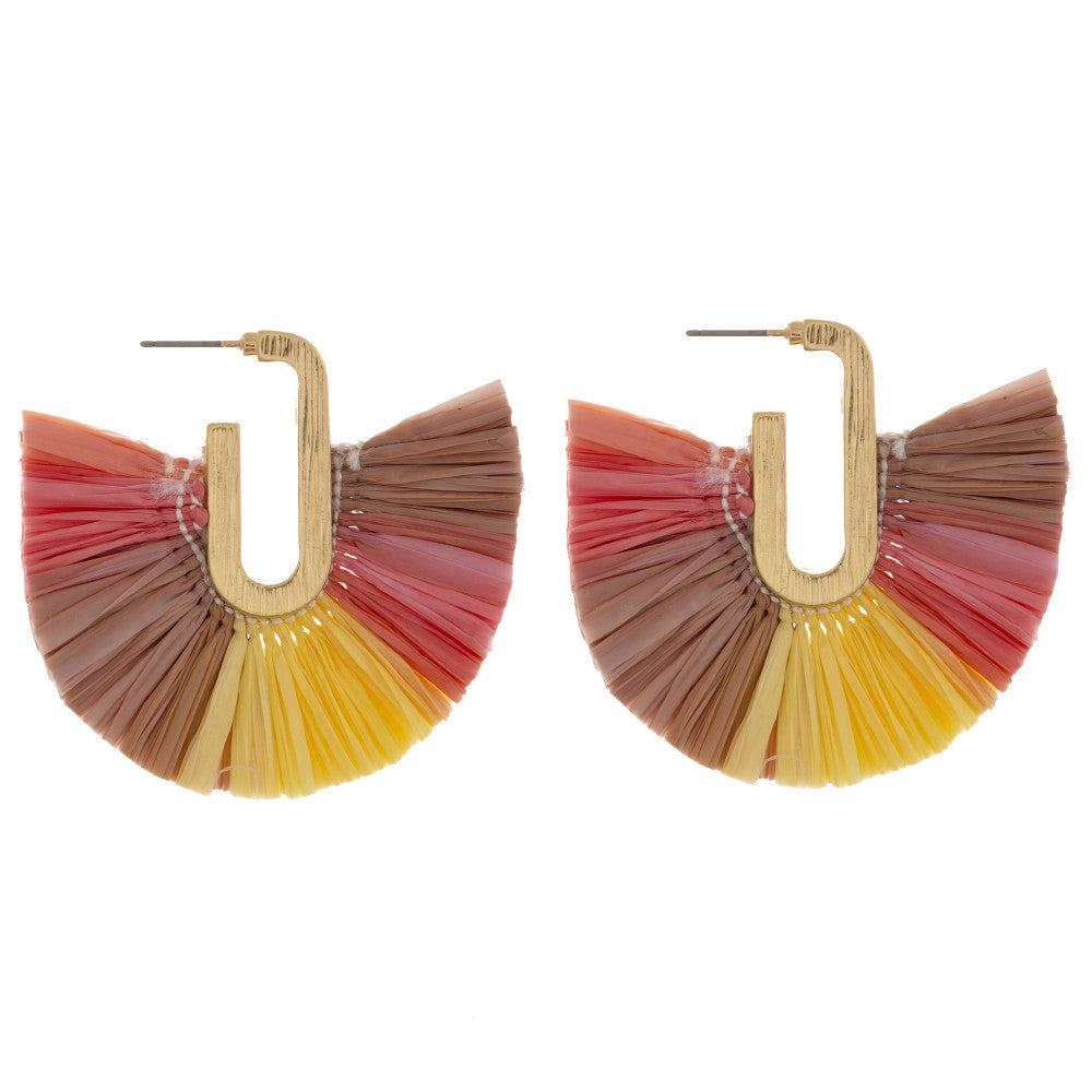Multicolored Raffia Tassel Earrings