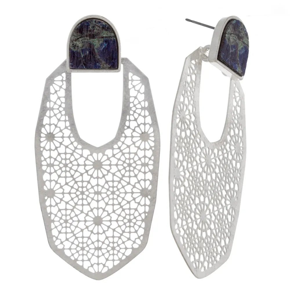 Long Metal Filigree Earrings