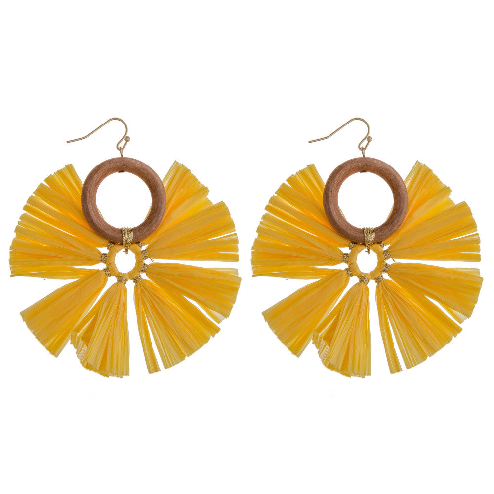 Large raffia tassel earrings