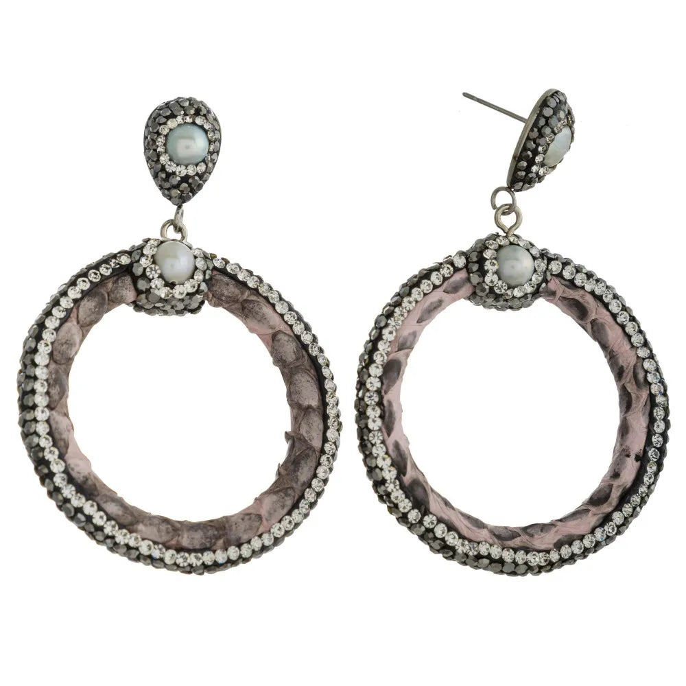 Circular faux leather earrings
