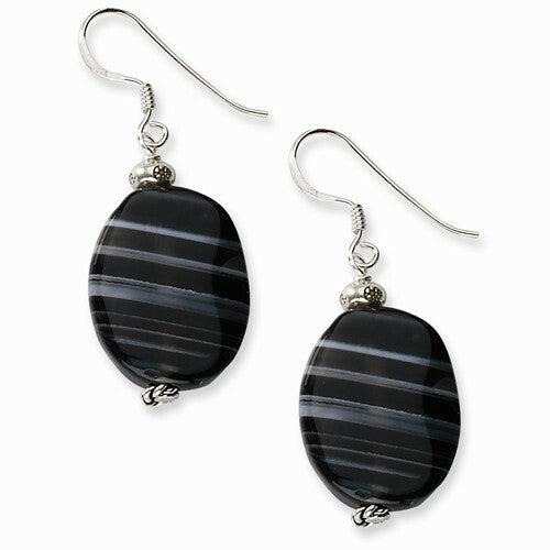 Sterling Silver Black Sardonyx Earrings