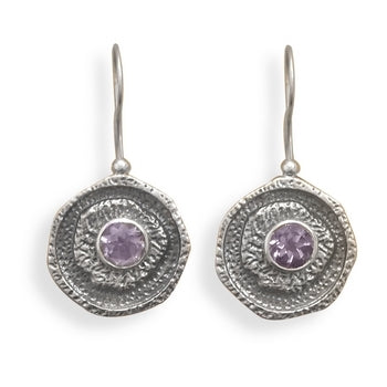 Oxidized Amethyst Wire Earrings