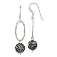 Sterling Silver Oval Links and Zebra Jasper Earrings