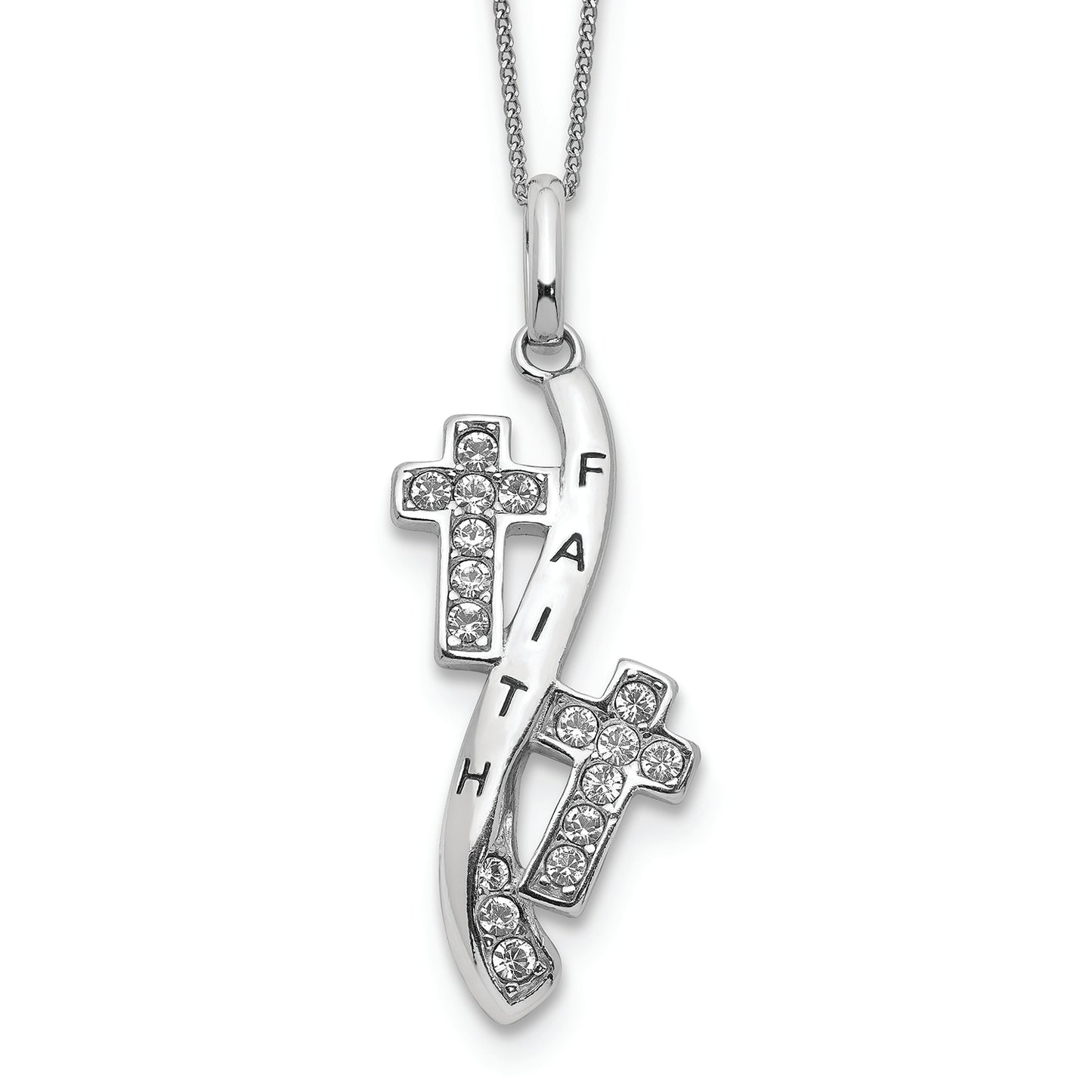 Sterling Silver Crystal Faith Necklace
