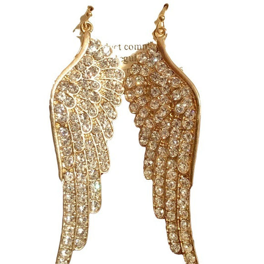 Fashion Gold Tone Angel Wing Earrings