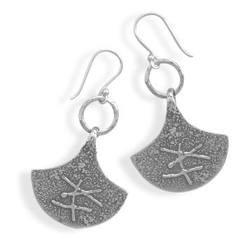 Sterling Silver Oxidized Fan Earrings