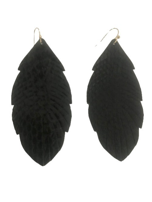 It's Sense Black Genuine Leather Fashion Earrings