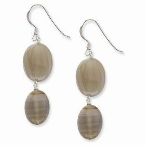 Sterling Silver Grey Onyx Earrings