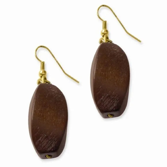 Botanical Harvest Gold-tone Wood Fashion Earrings