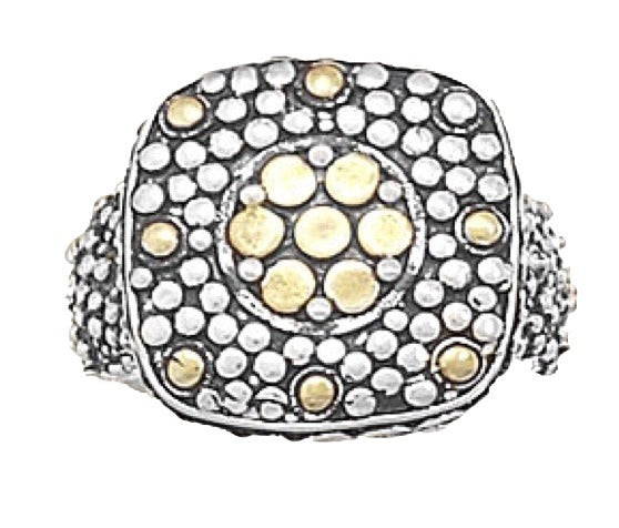 Sterling Silver and 14 Karat Gold Plated Oxidized Ring Size 8