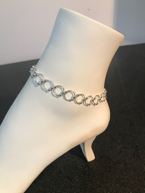 Sterling Silver Circles Link Anklet