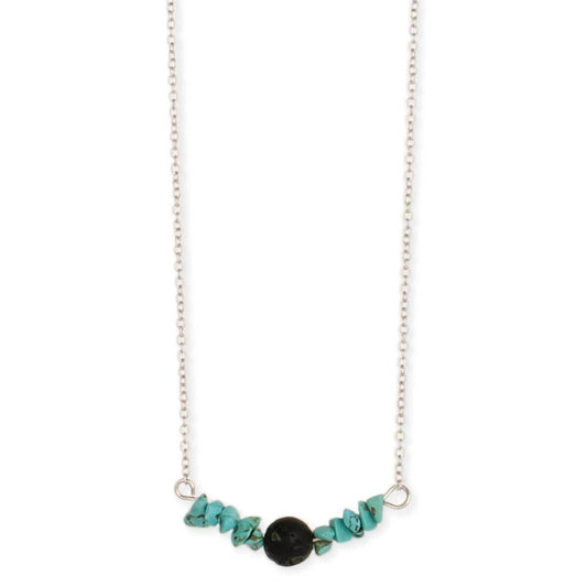 Turquoise Chips and Black Lava Bead Diffuser Necklace