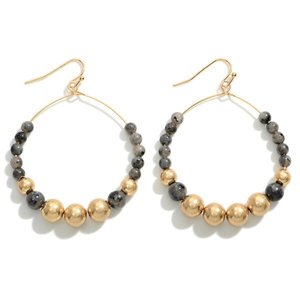 Gold Labradorite Hoop Earrings