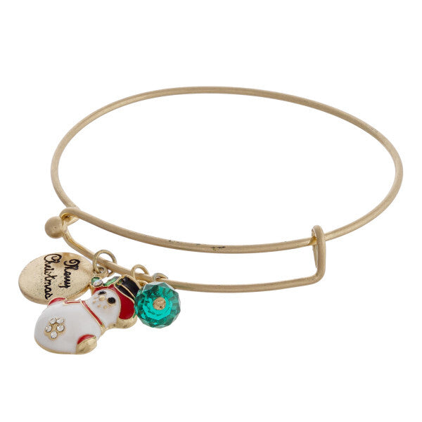 Snowman Charm Bangle Bracelet