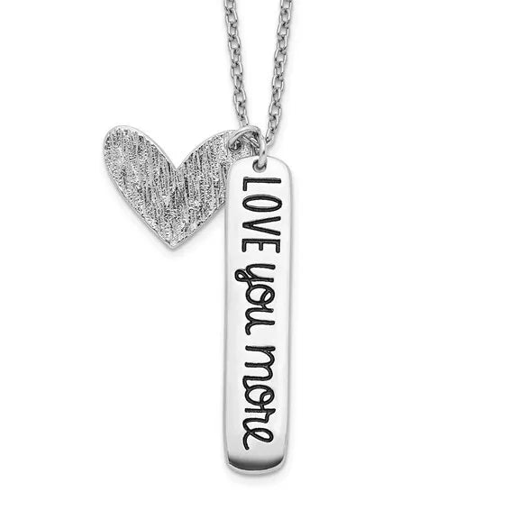 Love You More Sterling Silver Heart Necklace