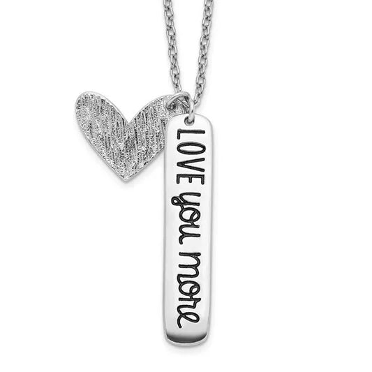 Love You More Sterling Silver Heart Necklace