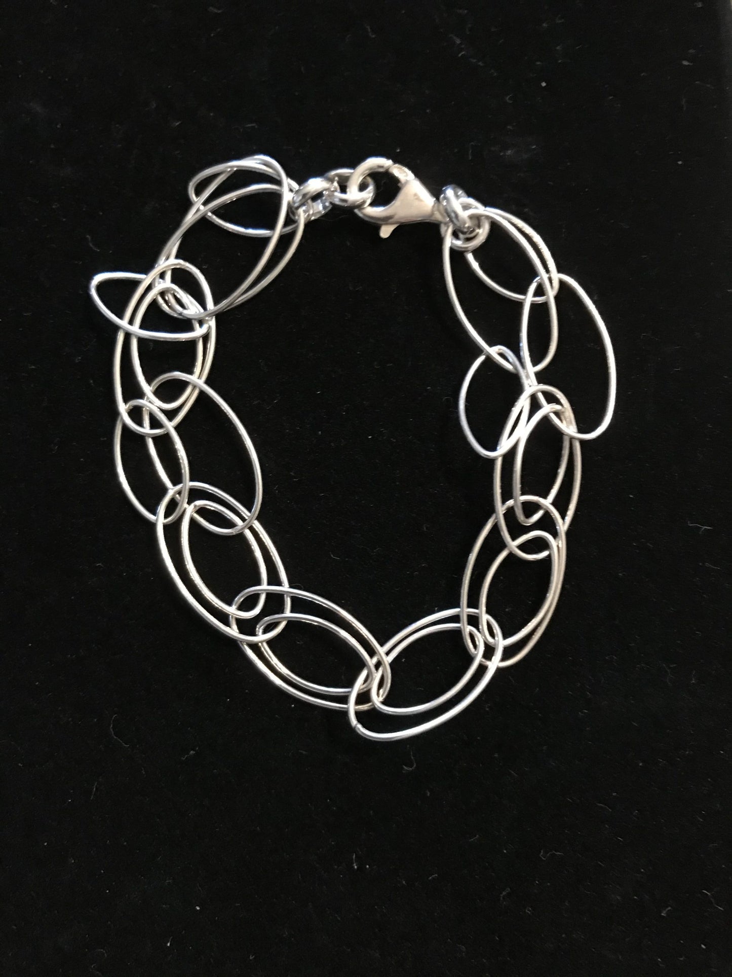 Sterling Silver Handmade Marquise Double Link Bracelet