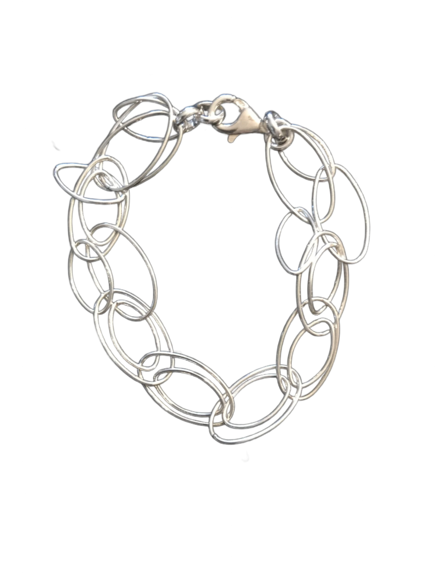Sterling Silver Handmade Marquise Double Link Bracelet