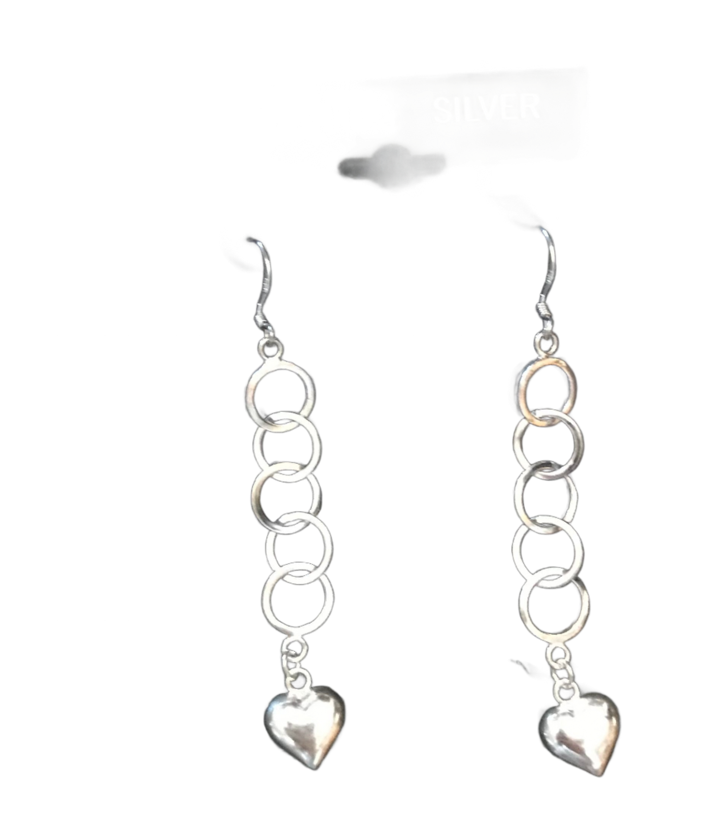 Sterling Silver Heart with Rings Earrings