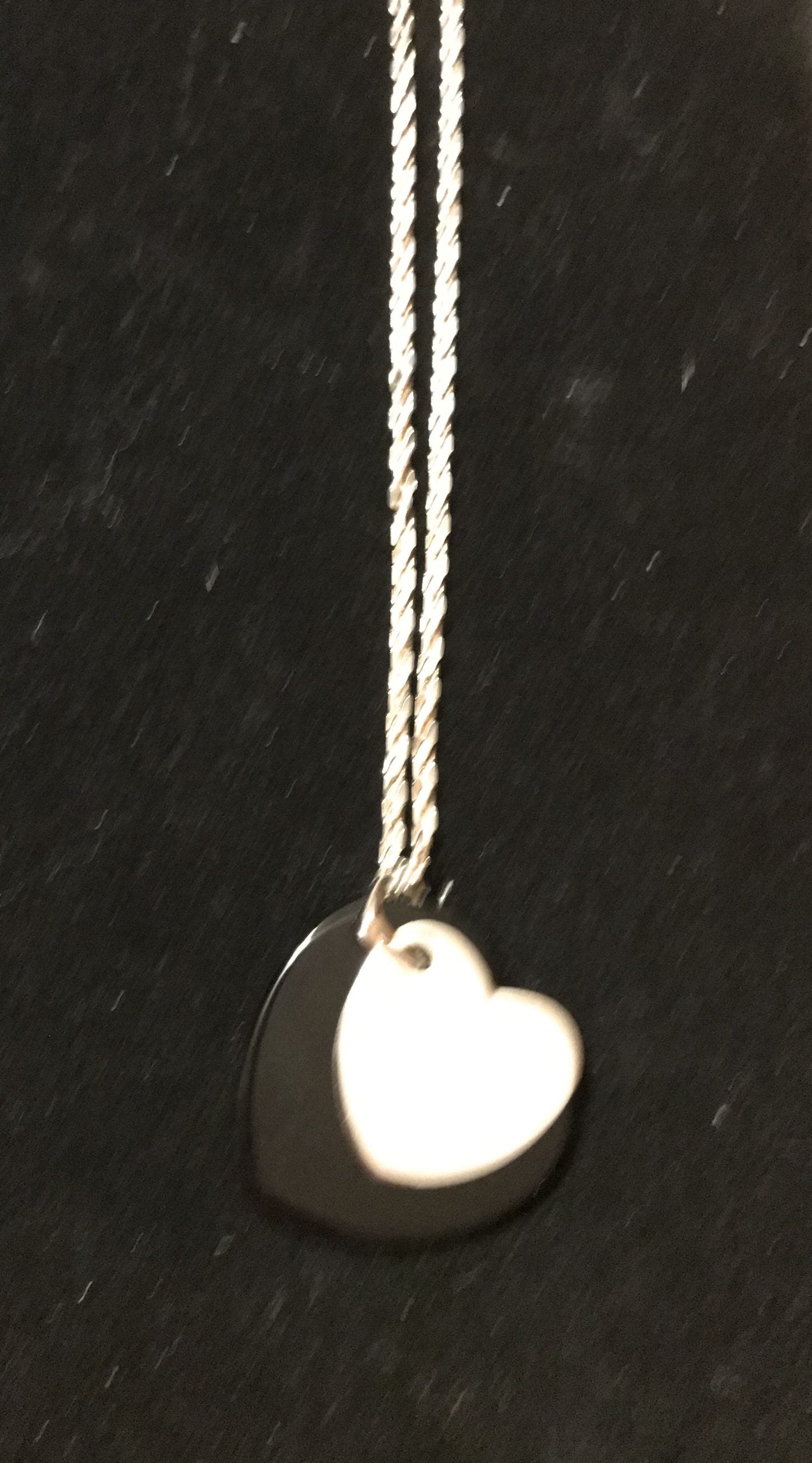 Sterling Silver and Genuine Black Onyx Pendant Heart Necklace