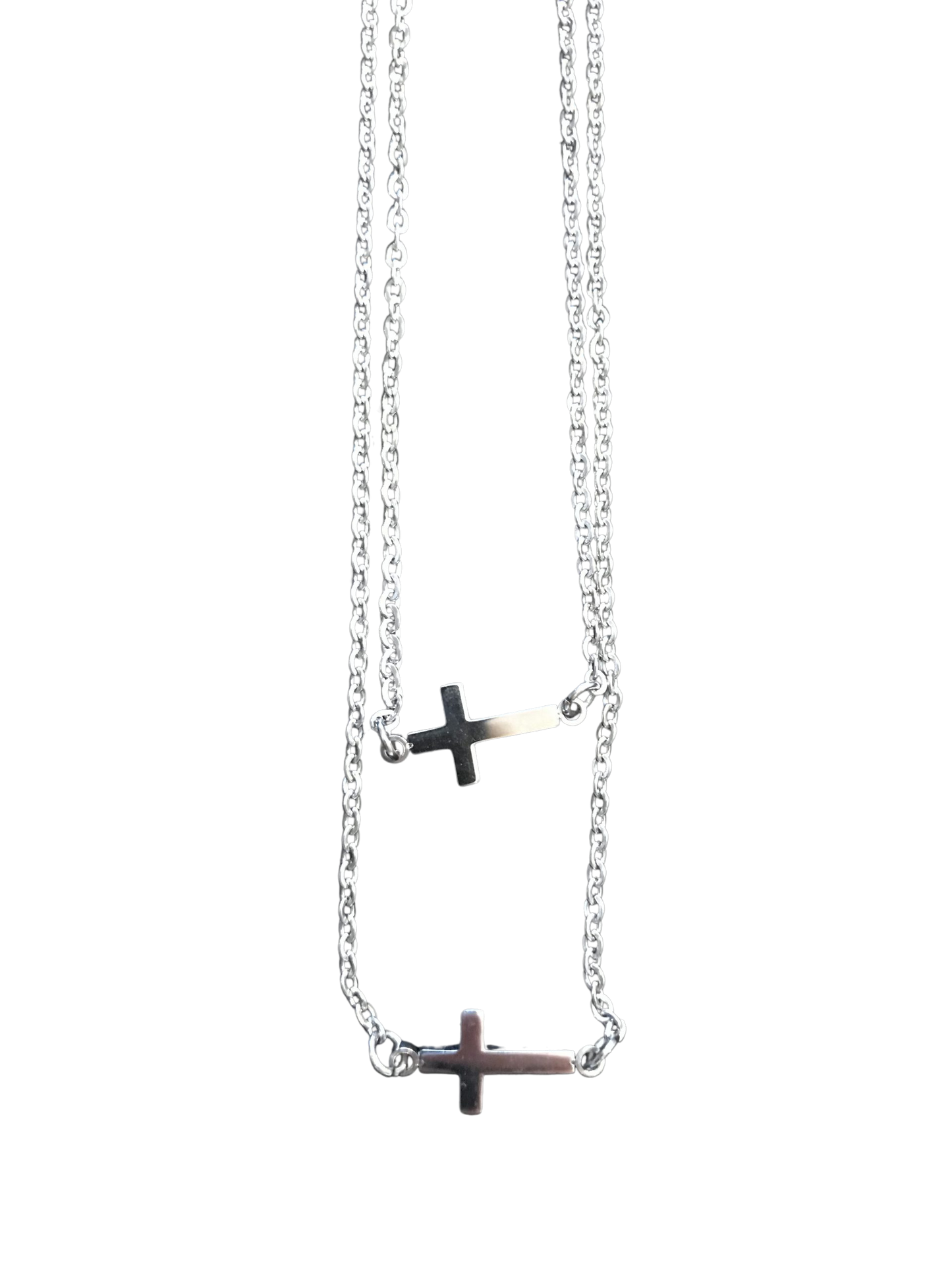 Stainless Steel Layered Cross Necklace