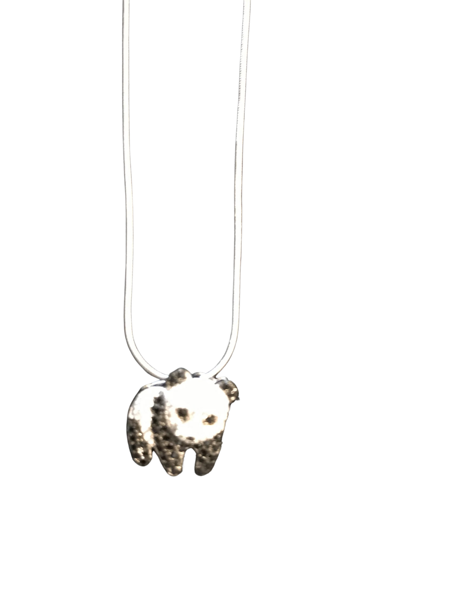 Sterling Silver and Cubic Zirconia Panda Bear Necklace