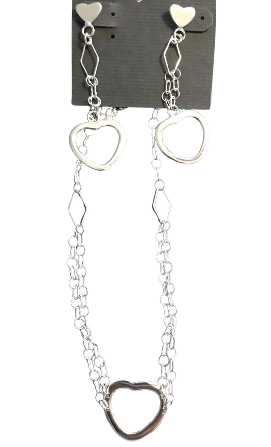 Sterling Silver Heart Jewelry Set