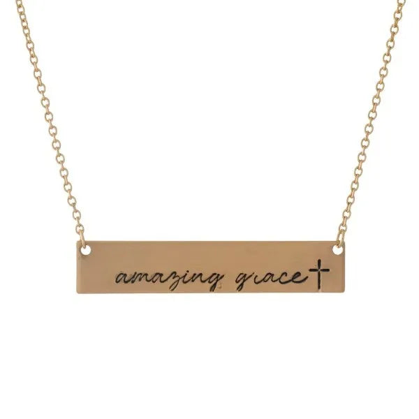 Amazing Grace Bar Pendant Necklace