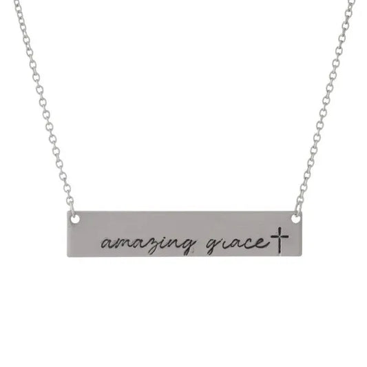 Amazing Grace Bar Pendant Necklace