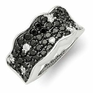 Sterling Silver Black & White Cubic Zirconia Ring