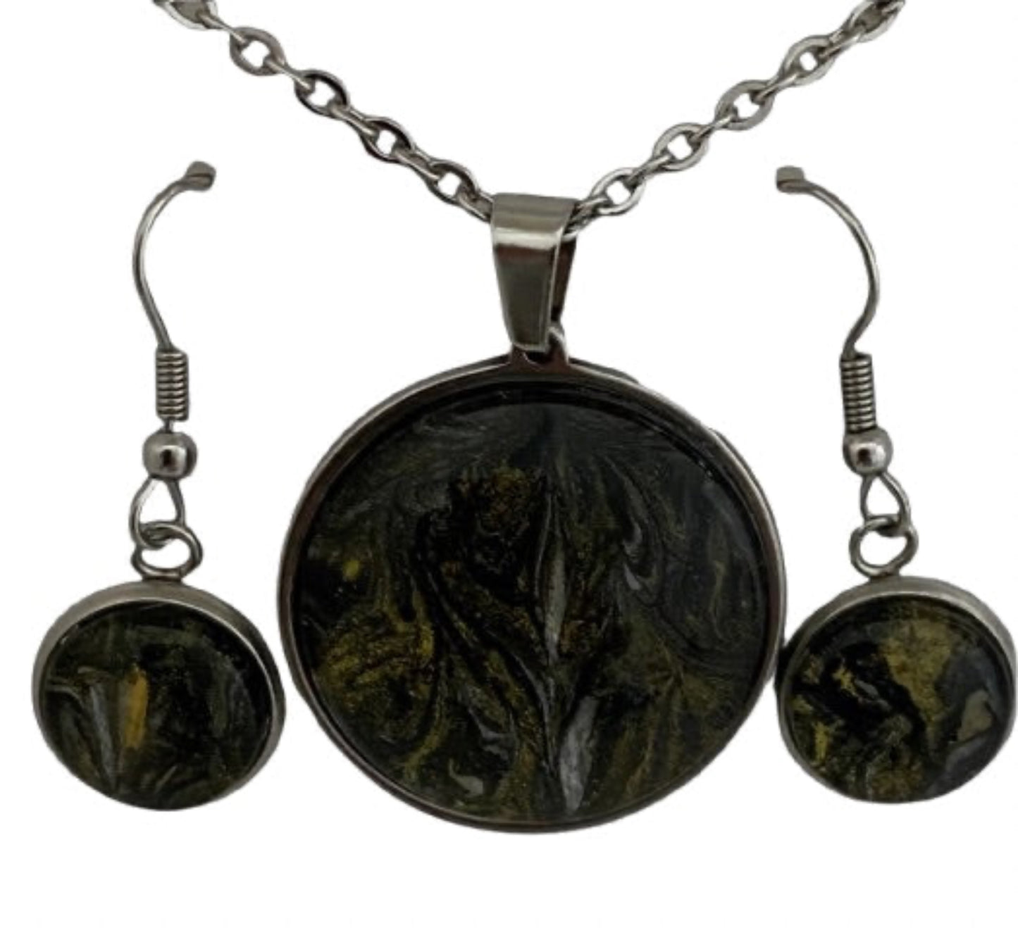 Black, Gold and White Art Jewelry Set