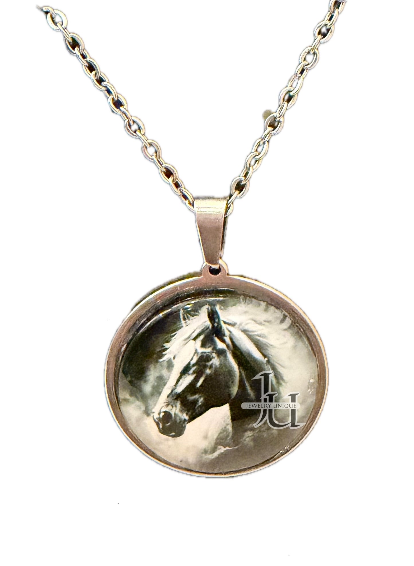 Black and White Horse Necklace