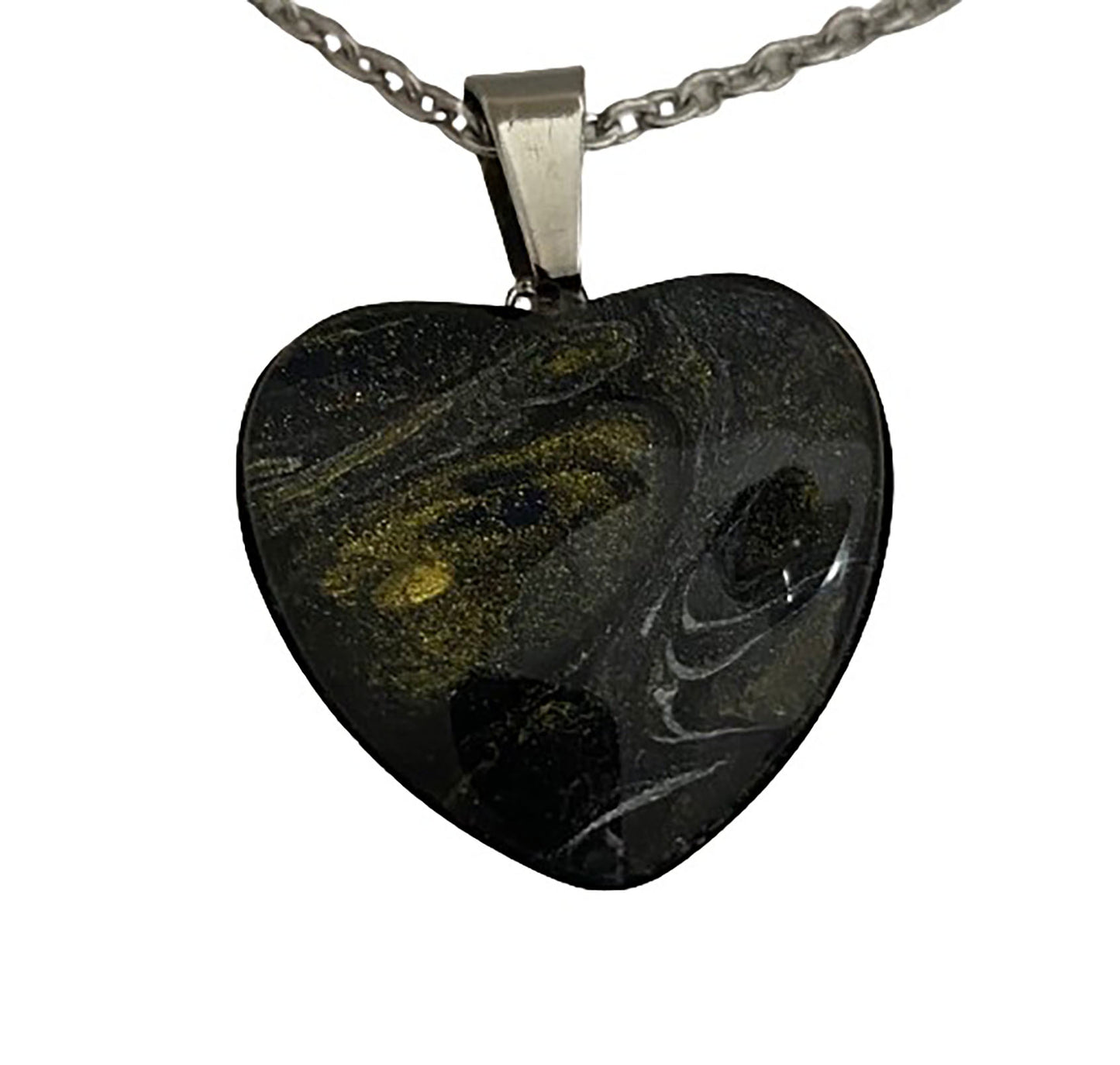 Black and Gold Art Heart Pendant Necklace