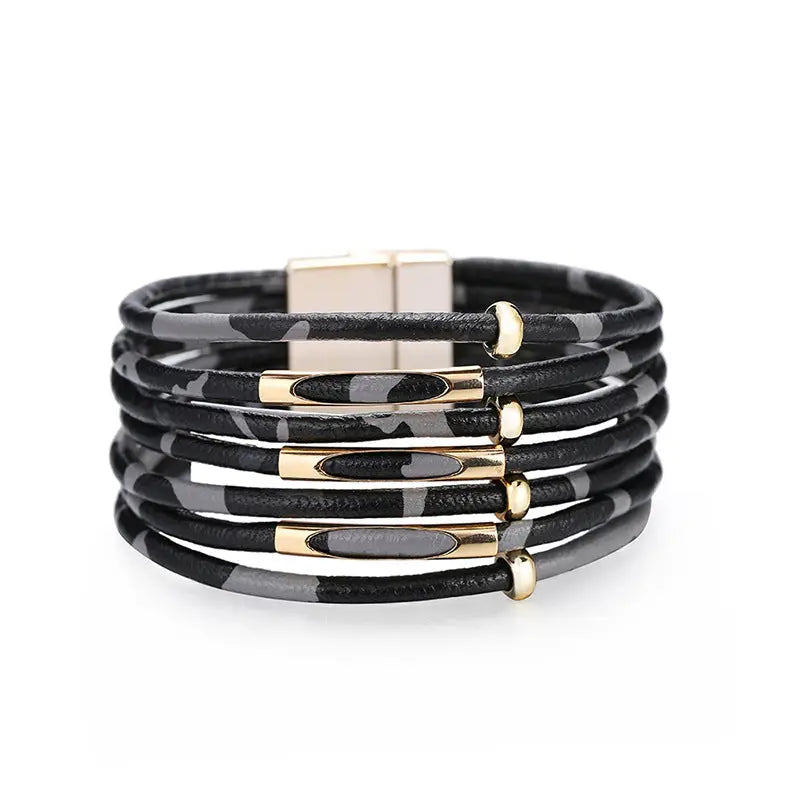 Black and Gray Leopard Magnetic Bracelet