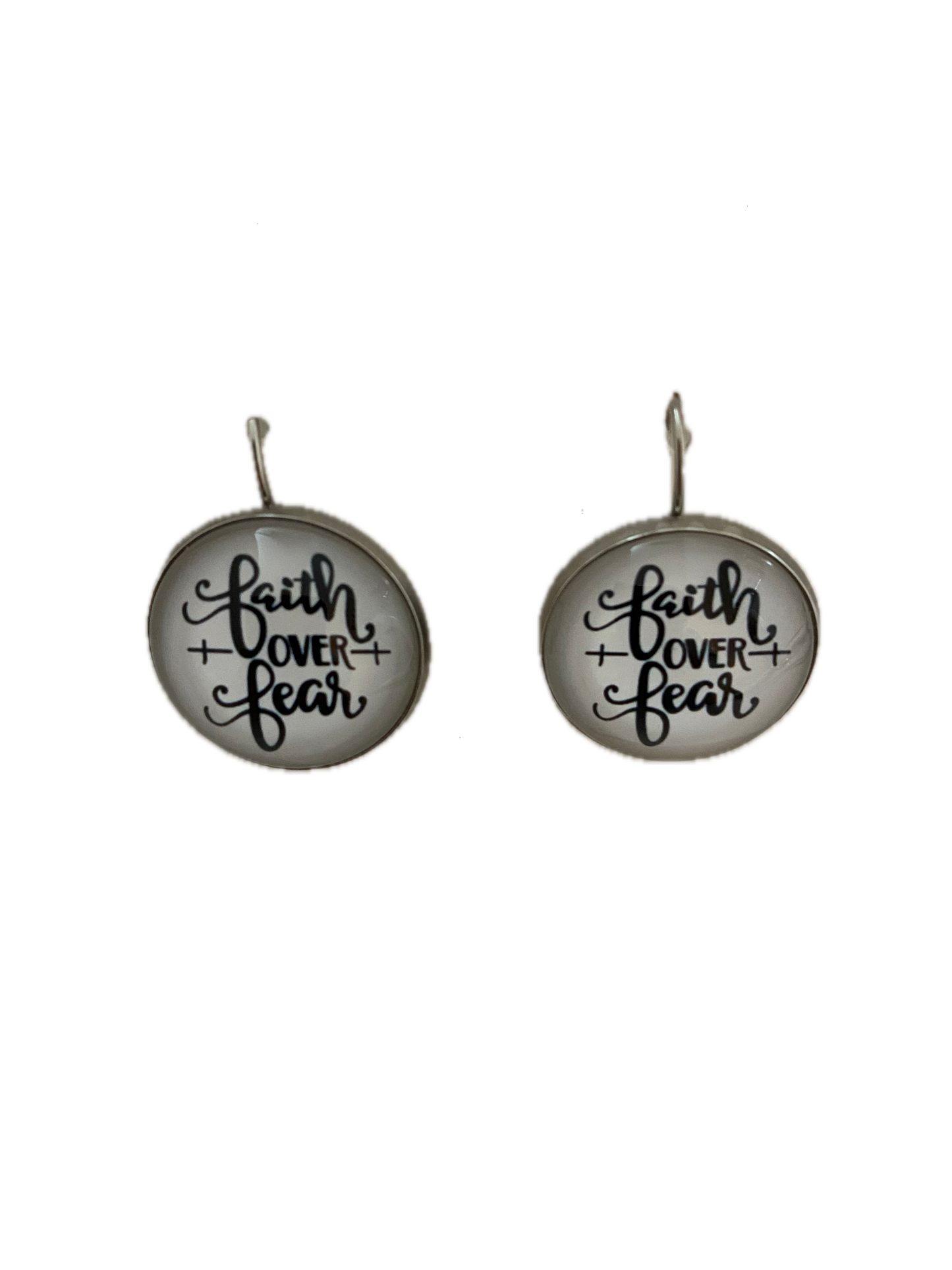 Faith Over Fear Stainless Steel Leverback Earrings