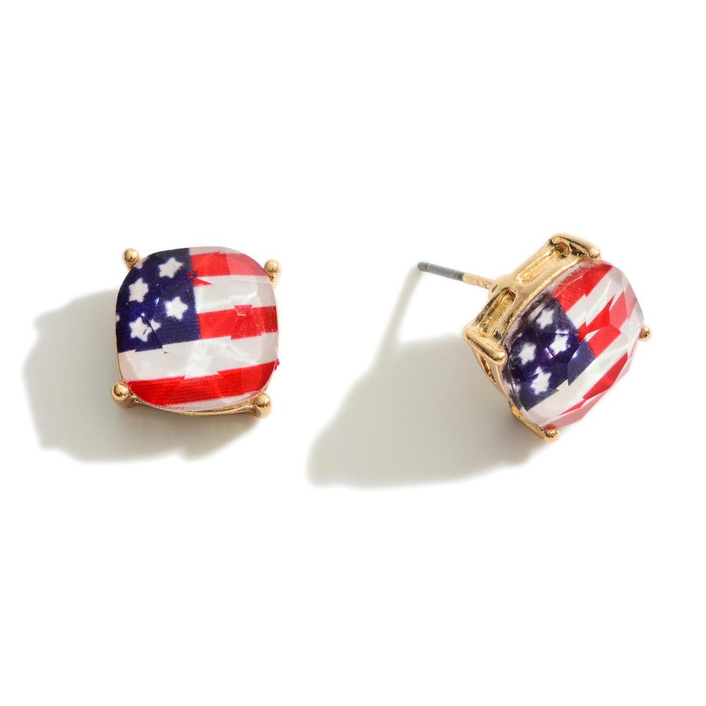 American Flag Post Earrings