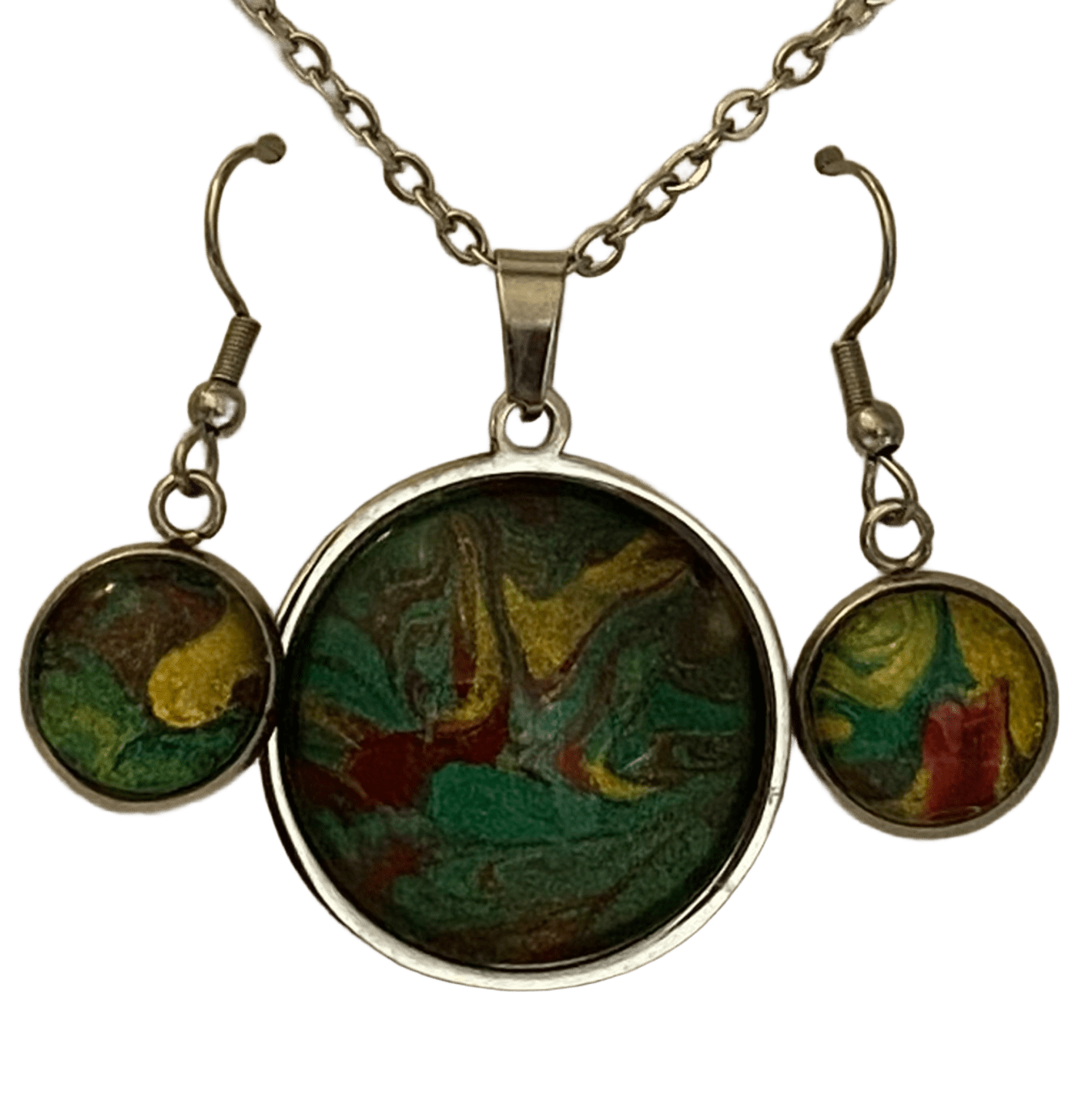 Green Gold and Red Round Art Set