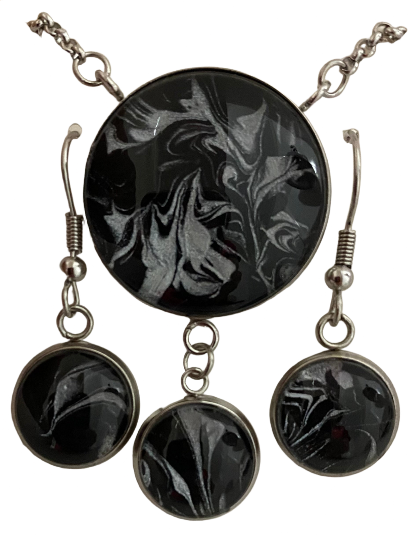 Black and Silver Art Jewelry Set