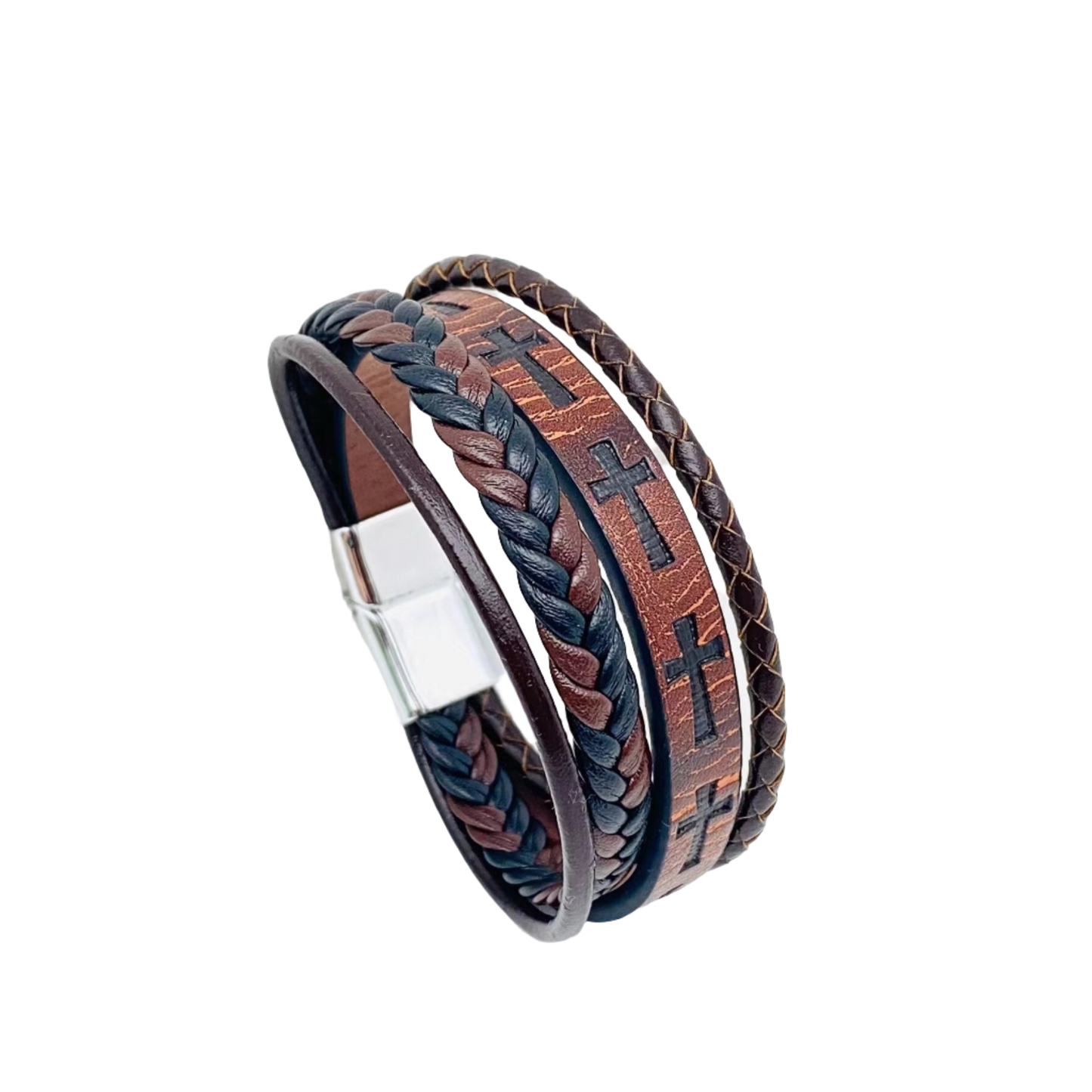 Men's Handmade Cross Magnetic Bracelet